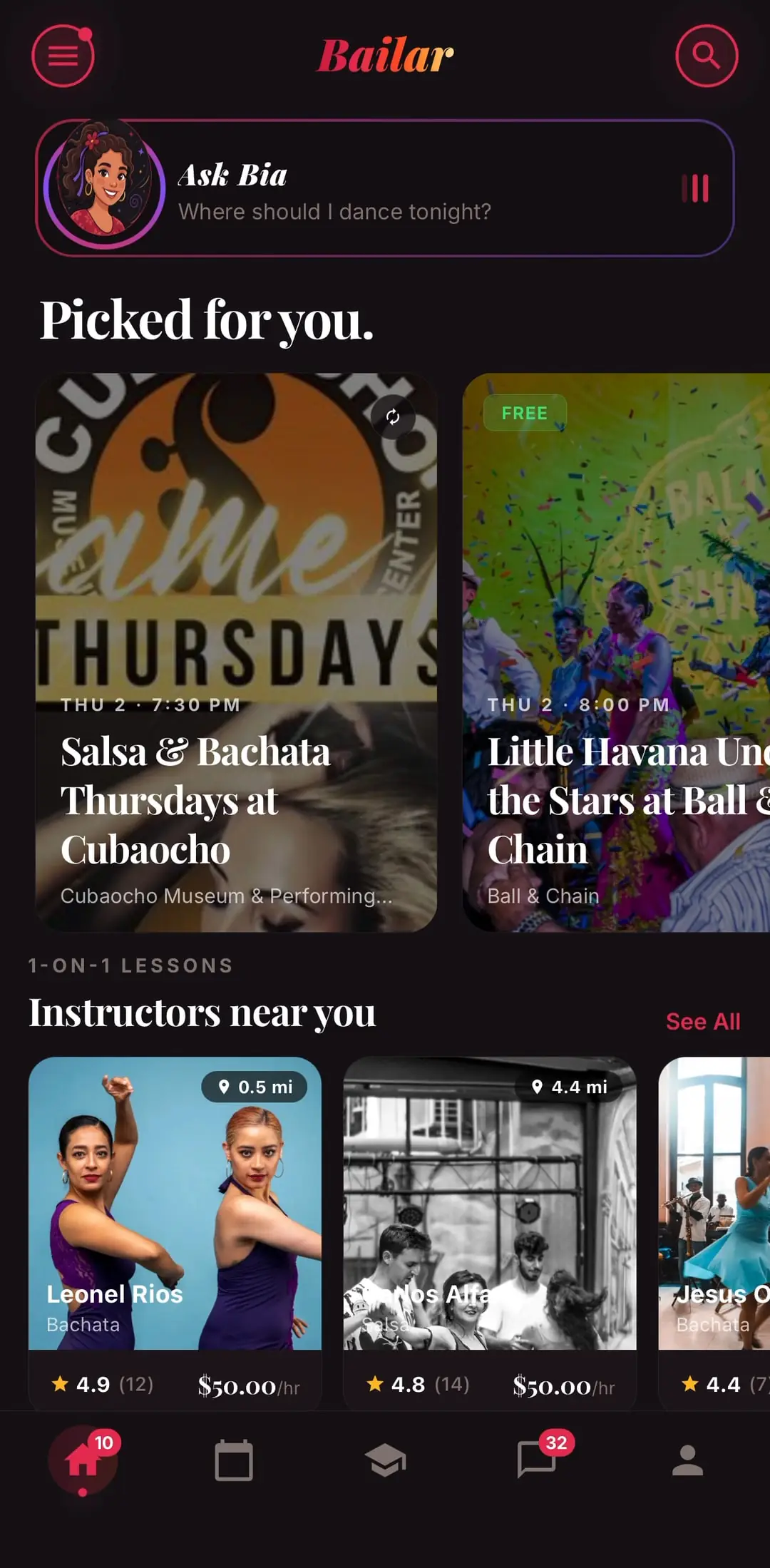 App de Bailar: Desliza para descubrir